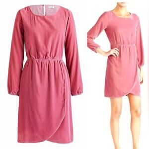 🚨NEW J CREW Pink Velvet Tulip Hem Dress Spring Baby Shower Wedding Size 0